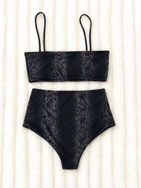 Mai High-Waist Black Snake-Print Bikini Set